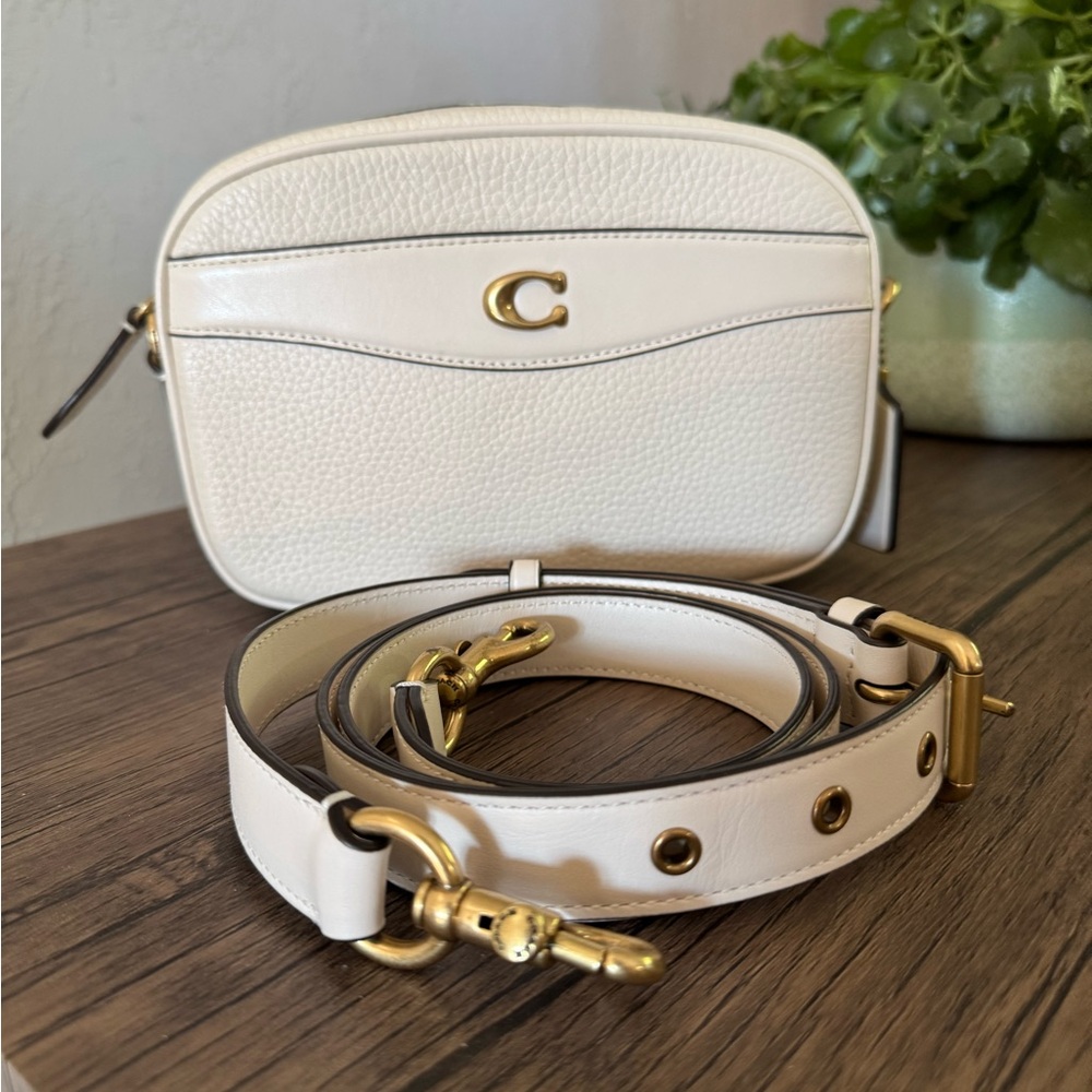 Coach White Crossbody Bag with Gold Accents
